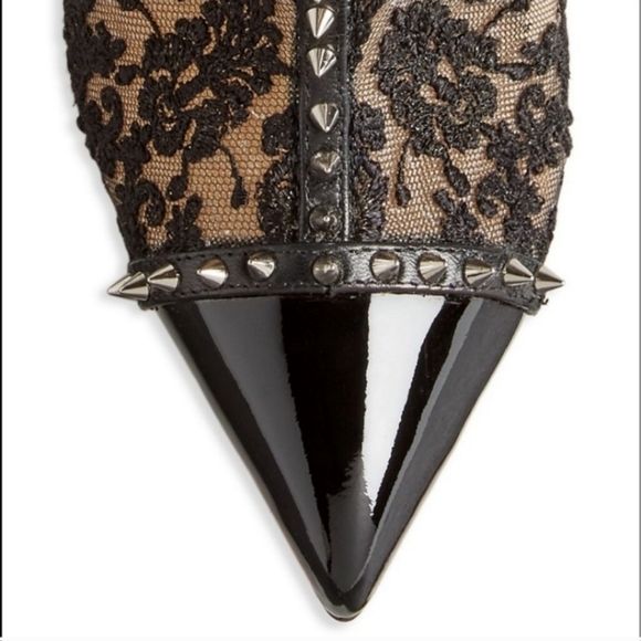 Christian Louboutin Pigalla 100 Lace Tulle Spiked Studded Boot 37.5 - Picture 3 of 13